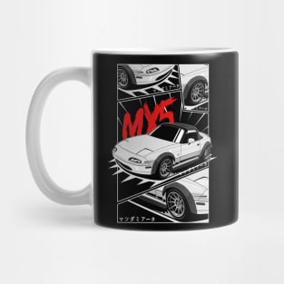 white miata jdm manga style Mug